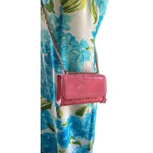 Tory Burch Fleming Small Quilted Patent Leather Coral Shoulder Bag 10005608 NWOT